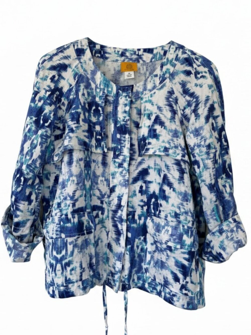 Ruby Rd Blue Linen Blend Coastal Lightweight Jacket Size 14 -Spring-Summer Layer